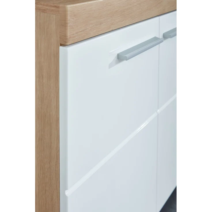 Trendteam 'Amanda' Hochschrank, Holz, Asteiche/Weiß Hochglanz, 190 x 31 x 37 cm – Bild 7