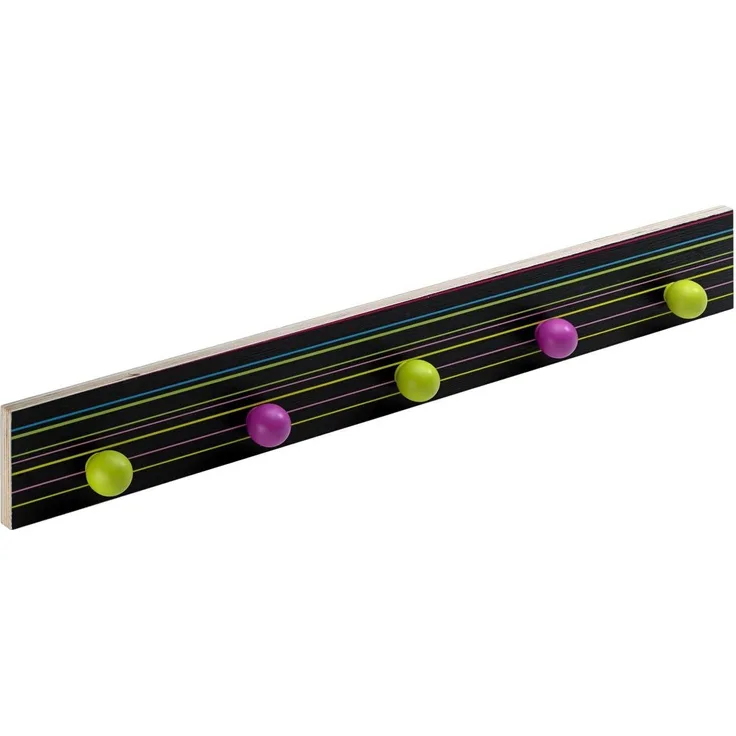 Hettich Garderobenleiste 5 Haken 75,0 x 10,0 x 4,8 cm schwarz