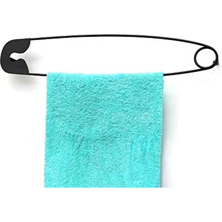 DanDiBo Design Handtuchhalter Handtuchstange Sicherheitsnadel 62 cm Garderobe Wand Büro Schwarz Metall Flur DIY