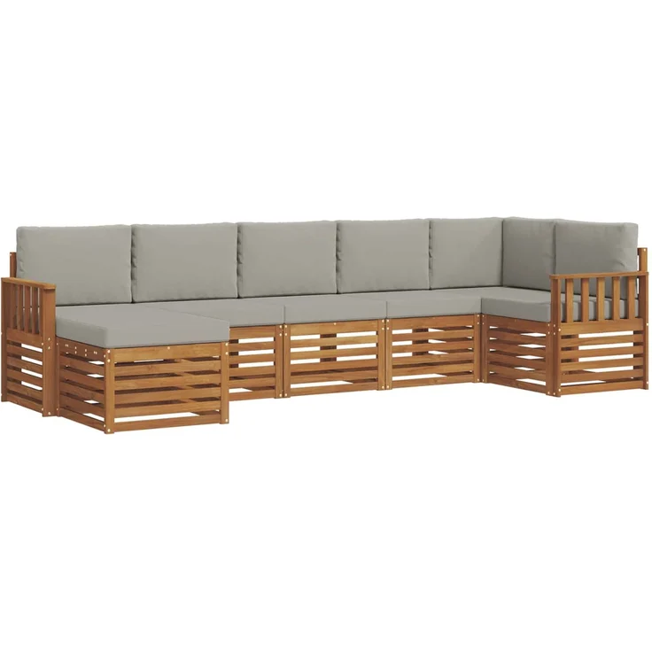 vidaXL Outdoor-Sofagarnitur 7 stk. 6-Sitzer Natur und Hellgrau 3375161 – Bild 2
