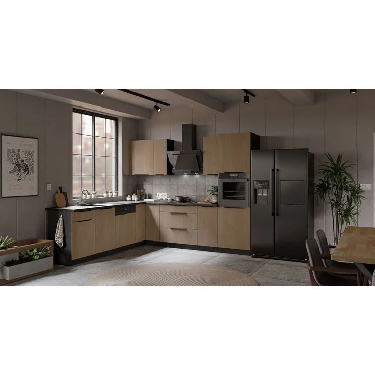 Winkelküche CREMONA ECKE 2 - 250 x 270 cm Eiche hell Küchenzeile Küchenblock Singleküche Einbauküche Küche Eckküche – Bild 15
