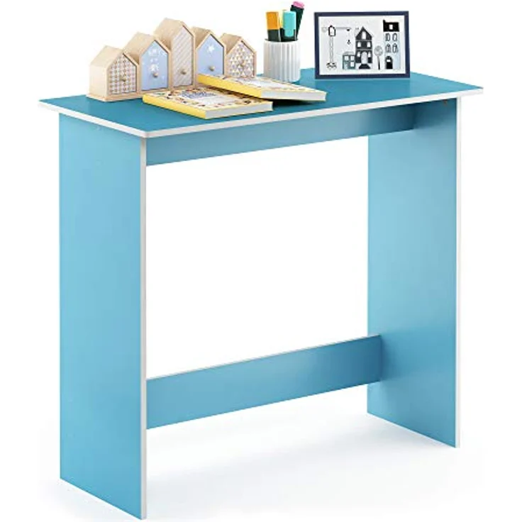 Furinno Simplistic Schreibtisch, Computertisch, PC-Tisch, Bürotisch, Holz, Hellblau / Weiß, 39. 4 x 80 x 75. 7 cm – Bild 2