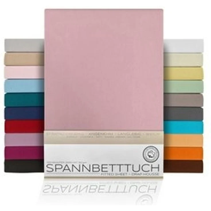 Beautex Spannbettlaken, Gummizug: rundum, (1 Stück), gekämmte Baumwolle Premium Jersey, 160g/m², Altrose, Boxspring - 90 x 200 x 45 cm – Bild 6