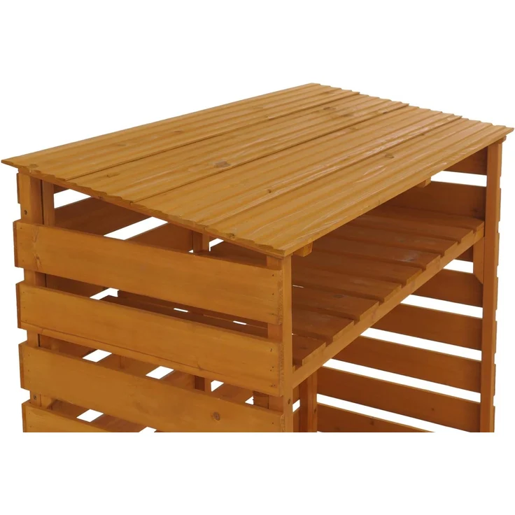 Brennholzlager HWC-Q16, Kamin-/Feuerholzregal Holzlager Holzunterstand, Ablage Holz Tanne FSC® 121x122x61cm ~ natur – Bild 5
