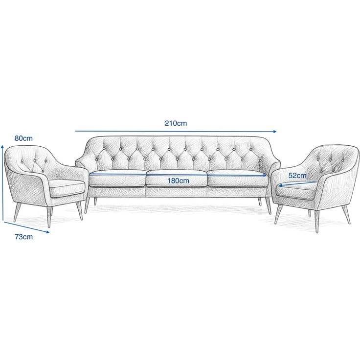 Wohnzimmer-Set BENITO 3: 3-Sitzer Sofa + 2 Sessel – Bild 2