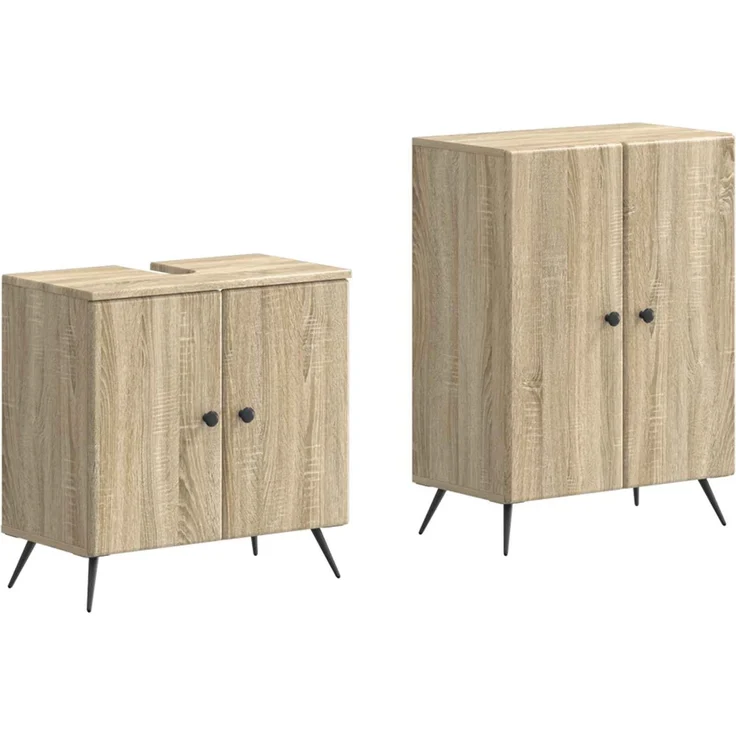 vidaXL 2-teiliges Badezimmer Schrank Set BREDA Sonoma-Eiche 3417641 – Bild 2