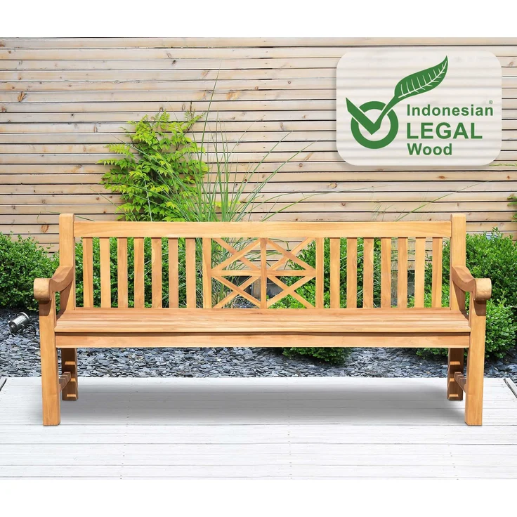 Gartenbank Teakbank VUZAR - Holz Teak 200x72x92 cm | Holzbank 200 Cm Gartenbank Sitzbank Mit Lehne Wetterfest Bank Garten Terrasse – Bild 6