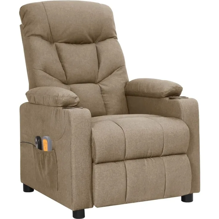 vidaXL Massagesessel Elektrisch Taupe Stoff 3098835
