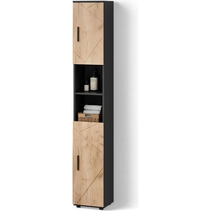 Livinity® Hochschrank Ronco, Goldkraft Eiche/Anthrazit/Goldkraft Eiche, 30 x 192 cm
