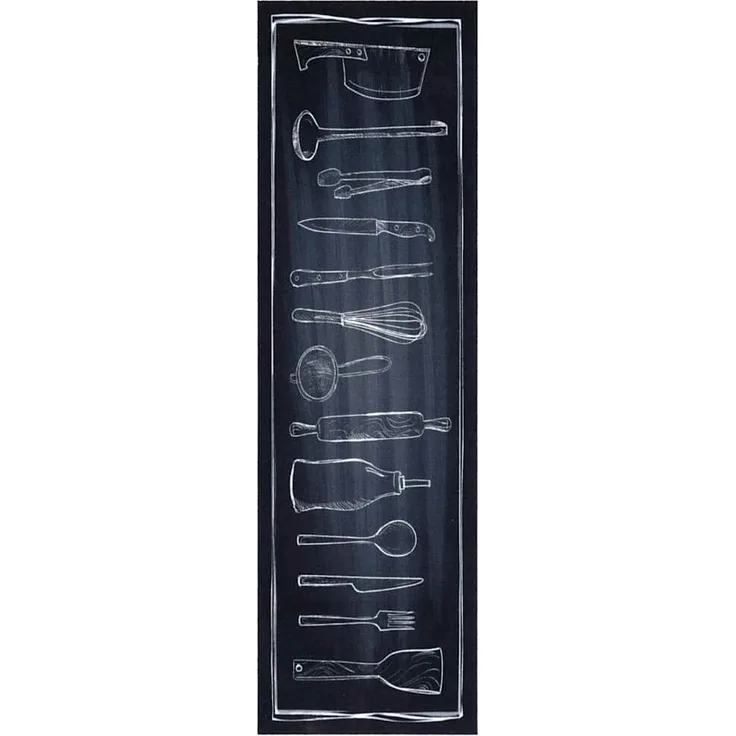 vidaXL Küchen Teppich Schwarz 150 x 45 cm Samt 42013432