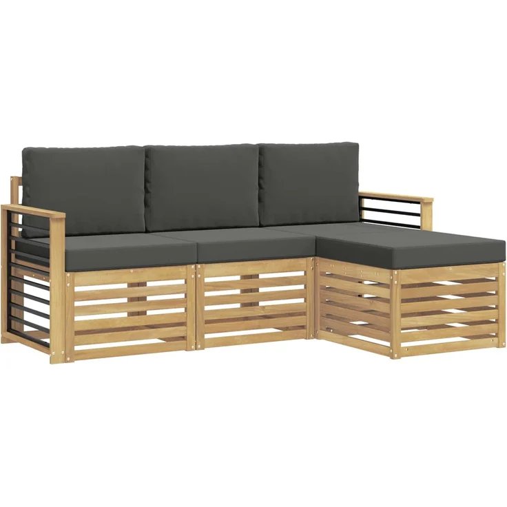 vidaXL Outdoor-Sofagarnitur 4 stk. 4-Sitzer Weiß und Anthrazit 3391647 – Bild 2