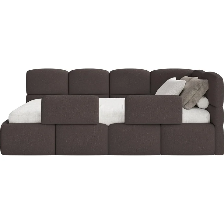 Selsey 'Cloudy' Kinderbett 120 cm, Bettkasten, 2x Rausfallschutz, Chenille, rechts, Braun – Bild 6