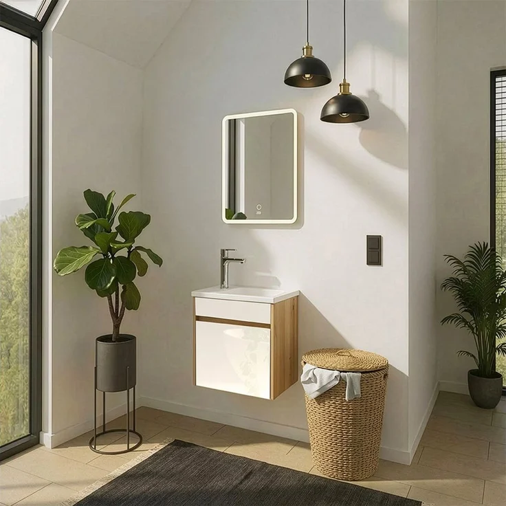 HOME DELUXE Badmöbel Komplettset BORKUM – Weiß/Eiche – Bild 5