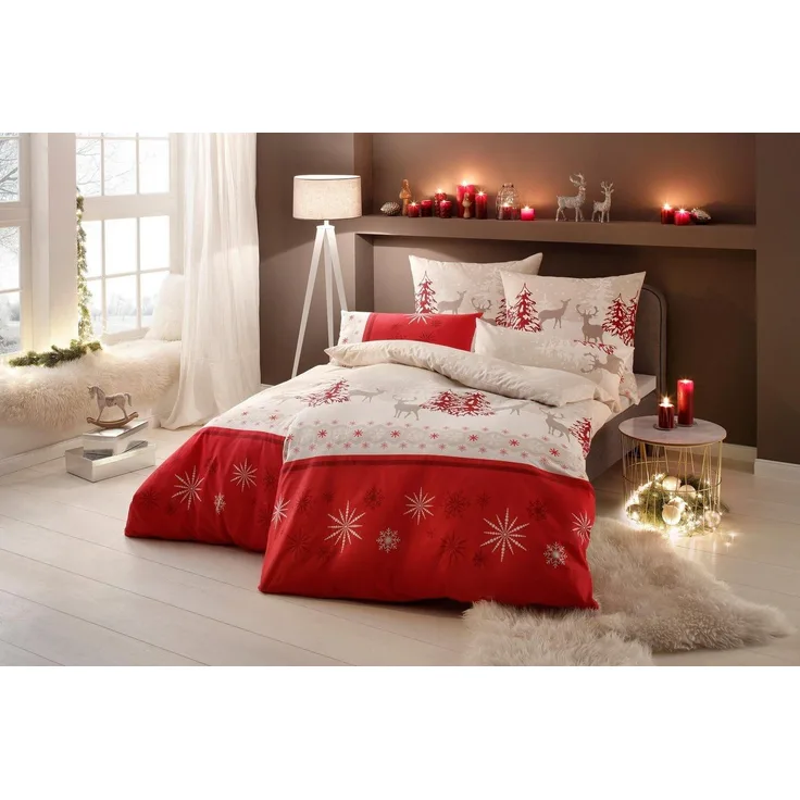 OTTO home Bettwäsche Venua in Gr. 135x200 oder 155x220 cm, Linon, 2 teilig, Winterbettwäsche, Weihnachtsbettwäsche