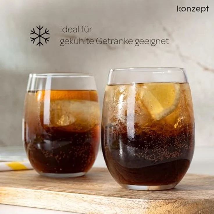 KONZEPT Gläser-Set Wassergläser Set 6-teilig – 300 ml Trinkgläser Set, 6-tlg, besonders standfest & griffig, ideal für Wasser, Saft, Limo, Gin – Bild 4