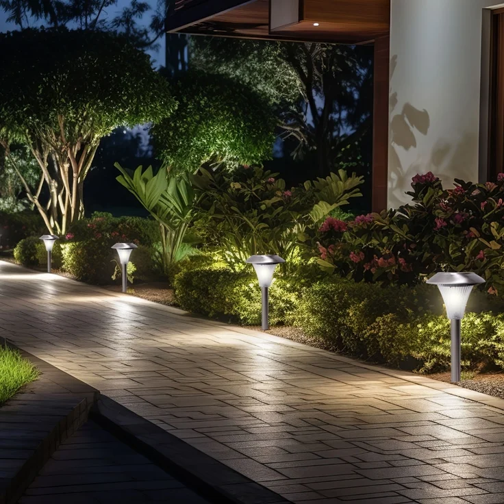 4x LED Solar Steckleuchten, Edelstahl, rund – Bild 2