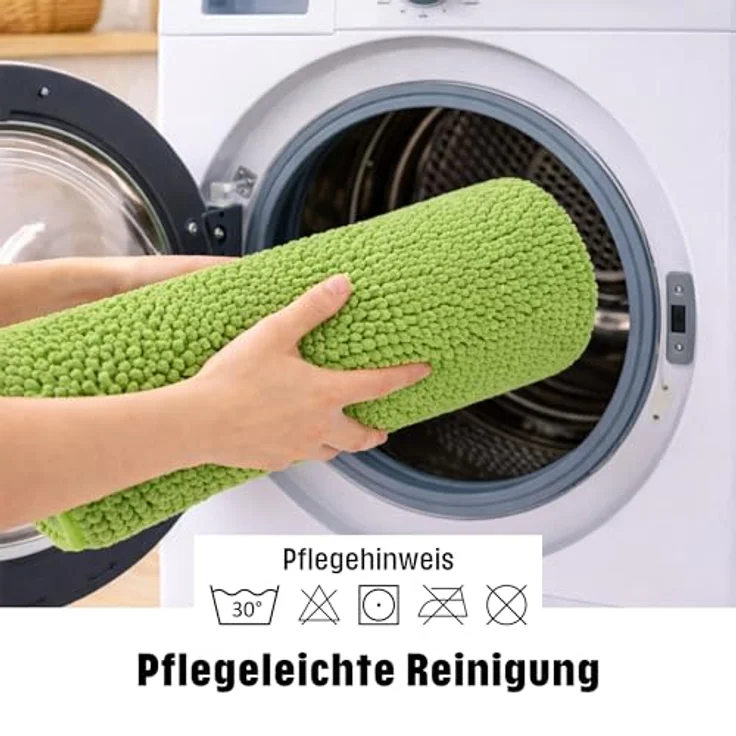 WohnDirect Badematte 45x45 cm MIT WC Ausschnitt | Grün - rutschfest & Waschbar - Badezimmerteppich zum Set kombinierbar, Badvorleger, WC Garnitur, Badteppich – Bild 4