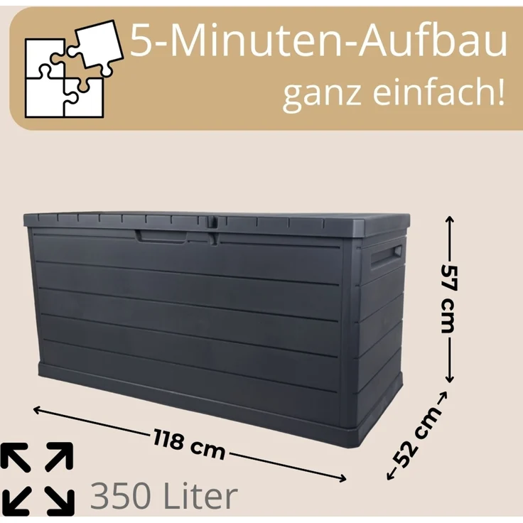 Gartenbox Wetterfest Outdoor Möbel Box Gartenauflagen Gartentruhe Auflagenbox Wasserdicht Kissenbox Groß Aufbewahrungsbox Garten Gartenkiste Terrassenschrank 350 L – Bild 2