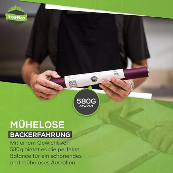 TreeBox Profi Teigrolle aus Silikon und Edelstahl - Das Moderne Nudelholz ohne Griffe - Fondant und Teig im Handumdrehen Ausrollen - Antihaftwirkung (Grape) – Bild 5