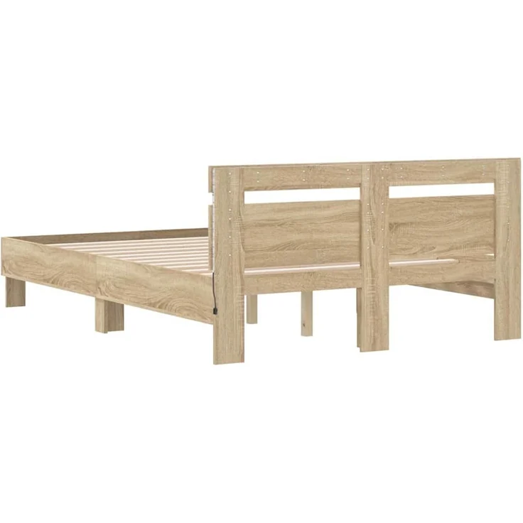 vidaXL Bettrahmen mit LED Sonoma 137 x 190 cm Holzwerkstoff 3402848 – Bild 9