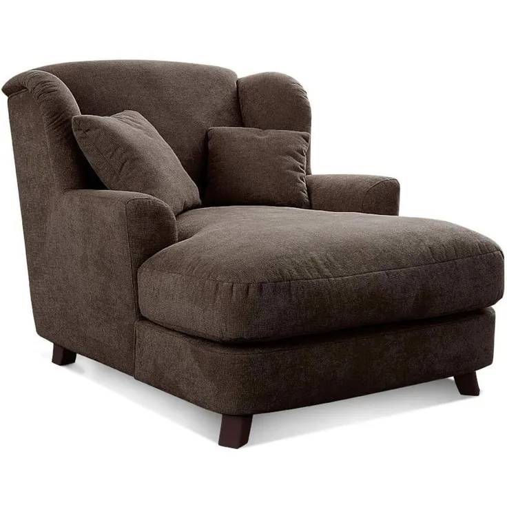 Cavadore XXL-Sessel Assado / Großer Polstersessel mit Holzfüßen und großer Sitzfläche / Inkl. 2 Zierkissen / 109 x 104 x 145 / Webstoff Dunkelbraun