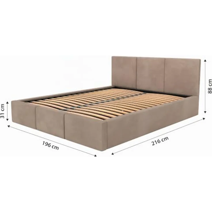 Muralo Polsterbett mit Bettkasten und Kopfteil, Metallgestell, lieferbar in Beige, ohne Matratze, 180x200 cm – Bild 3