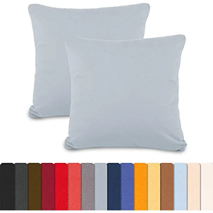 aqua-textil Classic Line Baumwoll Kissenbezug 2er-Set 65x65 Silbergrau Kissen Bezug Reißverschluss Jersey Kissenhülle – Bild 3