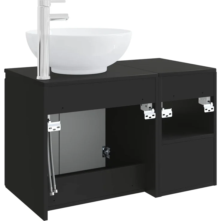 vidaXL Badezimmerschrank-Set 2 stk. Schwarz 79,5 x 44,5 x 80 cm 3404085 – Bild 6