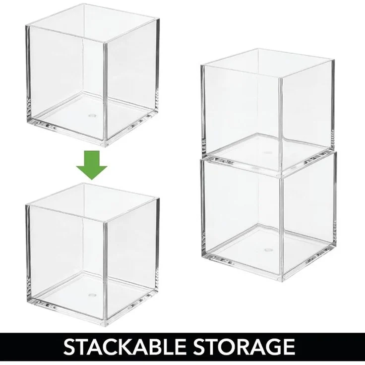 mDesign Kosmetik Organizer Aufbewahrung Ablage 3er-Set quadratisch Transparent – Bild 5