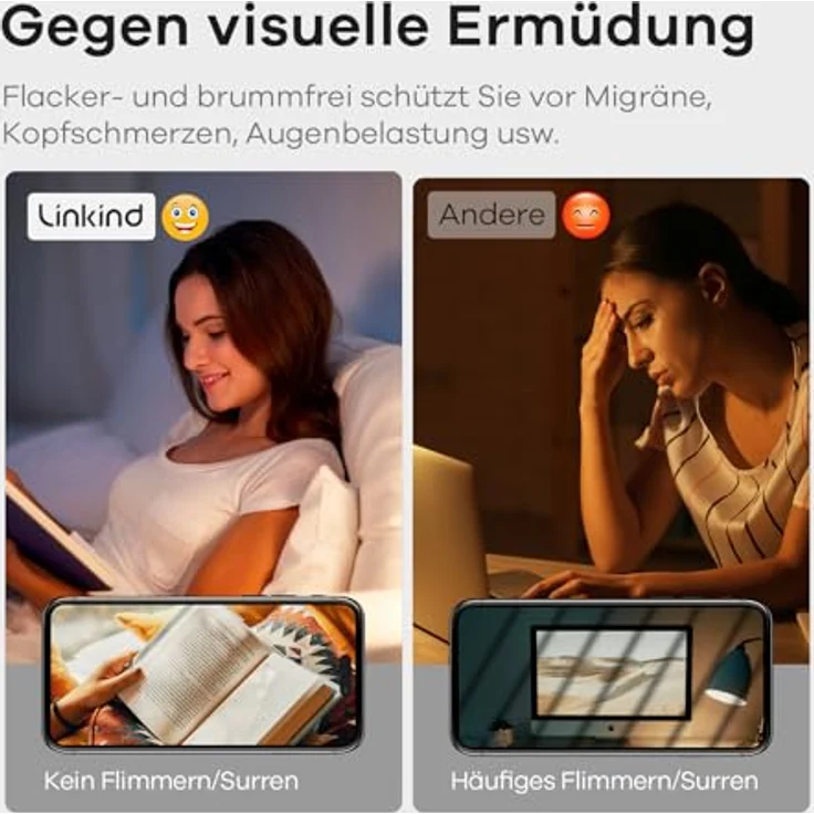 Linkind Dimmbar E14 Lampe 4.2W Kerzenform, Ersetzt 40 Watt, B35 LED Kerze Birne 470 Lumen, 2700K Warmweiß E14 Energiesparlampe, 6 Stück – Bild 8