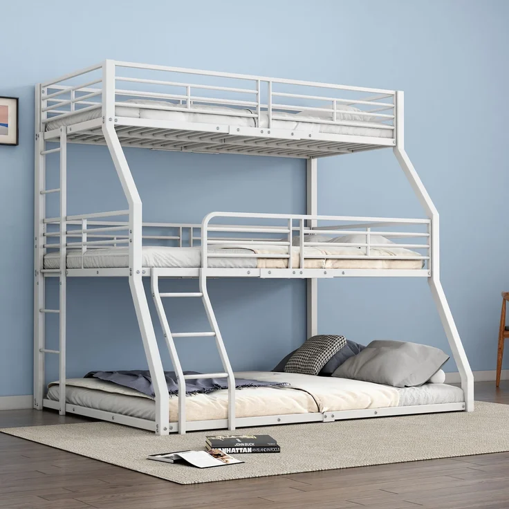 Bett 90x200 cm Dreifach-Etagenbett aus Metall – platzsparend, sicher und robust – Bild 3