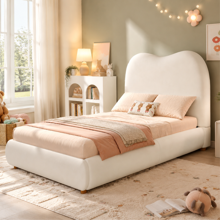 CHICFURN Polsterbett aus Samt Beige 90x200 cm mit hydraulischem Bettkasten und Lattenrost – Bild 3