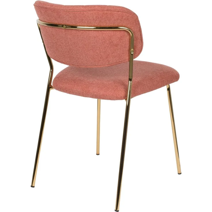 Esszimmerstuhl Jolien im 2er-Set, Rosa mit goldenem Metallgestell und Stoffbezug, Sitzhöhe 48 cm, belastbar bis 150 kg – Bild 4