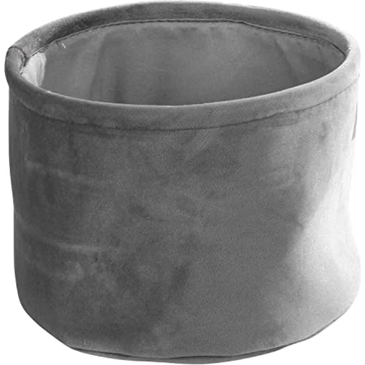 Home4You Aufbewahrungskorb, Grau, Samt, Ø 22 cm, H 16 cm, edles Design – Bild 1