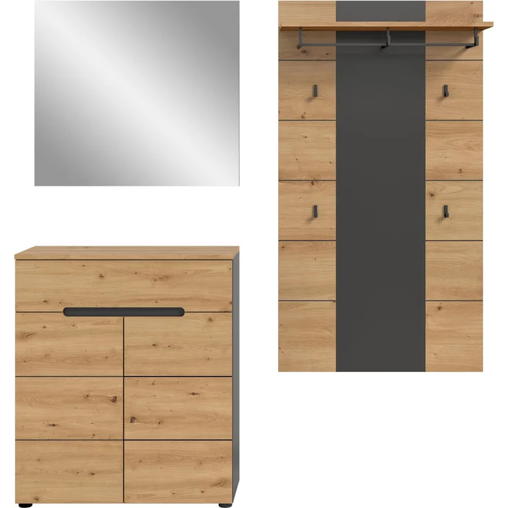 Garderobenkombination (B/H/T: 175x190x37 cm) in Artisan Nachbildung – Bild 2