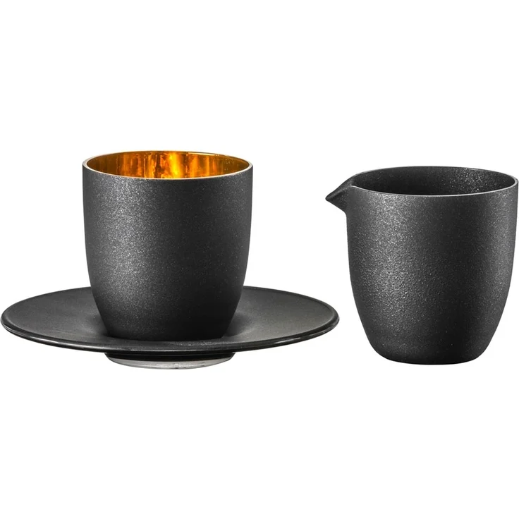 Eisch AFFOGATO Al Oro Espressoglas mit Kännchen Cosmo Gold in Geschenkröhre – Bild 2