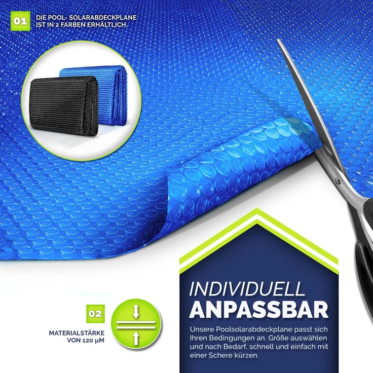 tillvex Pool Solarfolie Rechteckig 600x400 cm - Schwarz Solarplane Solarheizung Solarabdeckplane Poolheizung Wärmeplane – Bild 2