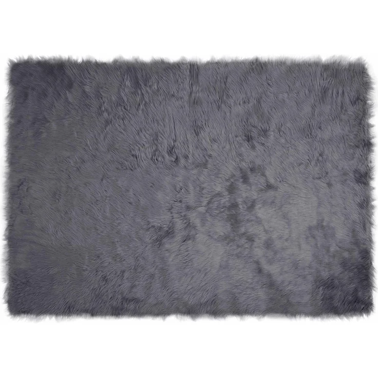 vidaXL Kunstschaffell Teppich Tafalla Anthrazit 140 x 200 cm Polyester 42021593 – Bild 1