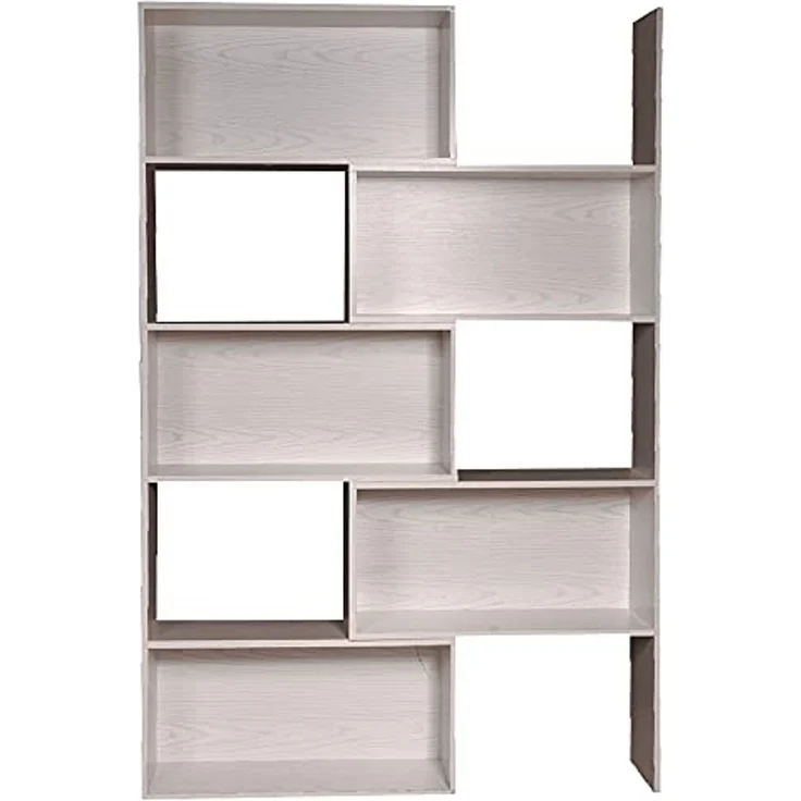 Dmora Ausziehbares Bücherregal in der Breite mit 5 offenen Fächern, Regal für Bücher und Bürodokumente, Made in Italy, 72x22h181 cm, Farbe Eiche gebleicht – Bild 3