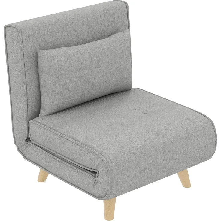 HOMCOM Sessel Schlafsessel mit Bettfunktion, Lendenkissen (Relaxsessel, 1-St, Klappbett), bis 150 kg Belastbar, für Wohnzimmer Hellgrau
