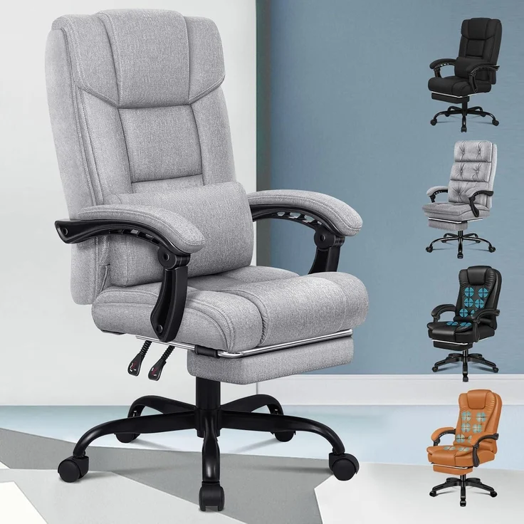 Bürostuhl Hochlehner 150 Liegeposition Boss - Grau Leinen BOSS Serie – Bild 1