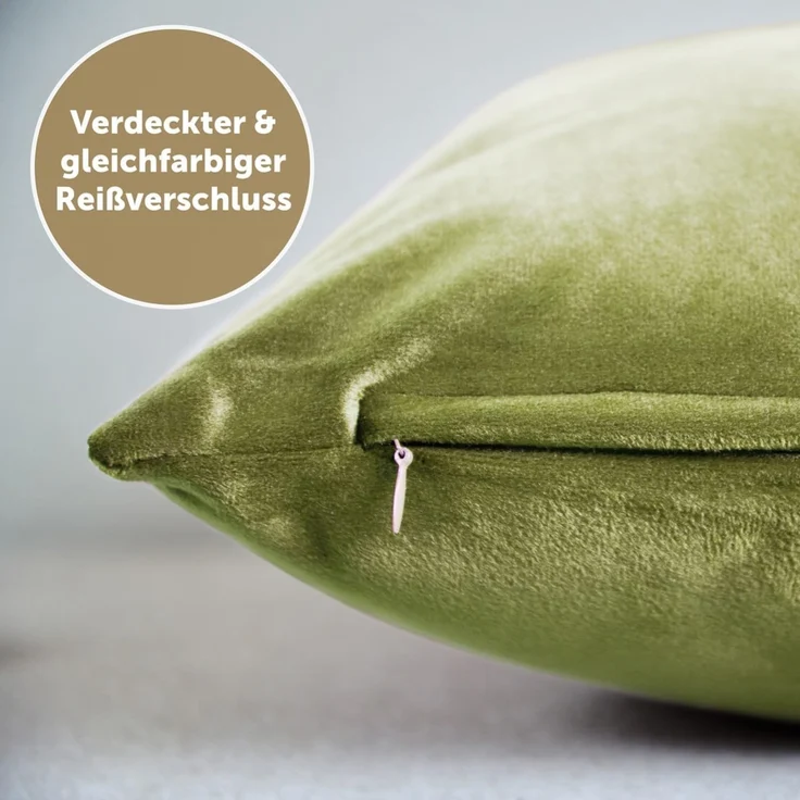 Blumtal Kissenbezug 2er Set - dekorativer Samt Kissenbezug mit verstecktem Reißverschluss, Kissenhülle für Zierkissen, waschbar – Bild 4