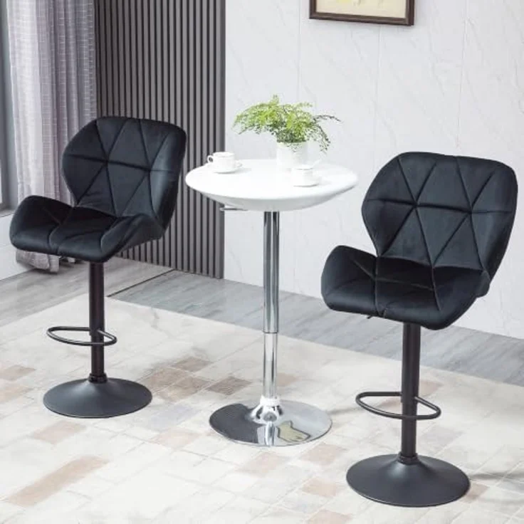 HOMCOM Barhocker Barhocker 2-er Set, Verstellbare Sitzhöhe, Schwarz – Bild 2