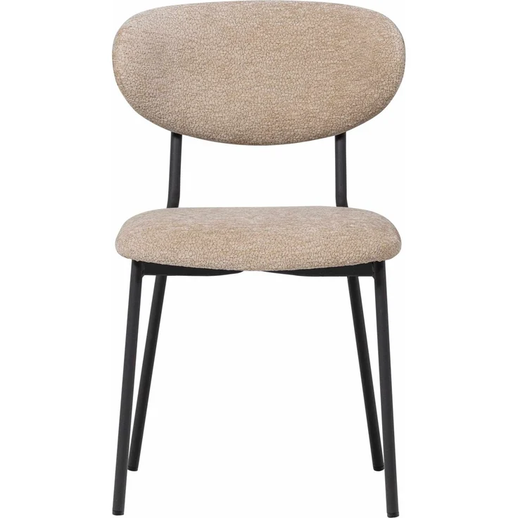 Esszimmerstuhl Kjeld 2er-Set aus Chenille, modern mit Metallgestell, natur, weich gepolstert – Bild 3