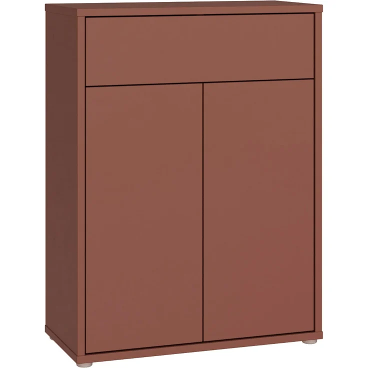 Forte Alice Springs Schuhschrank 70 80, modern-minimalistisch, 2-türig, 1 Schublade, Holzwerkstoff, Terrakotta, 74,5 cm breit x 99,1 cm hoch x 34,9 cm tief