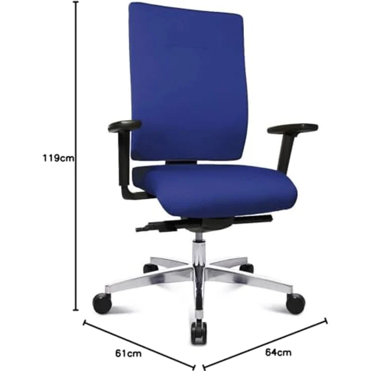Topstar Sitness 70 komfort Bürostuhl, Schreibtischstuhl, Sitzneige- und Sitztiefenverstellung (inkl. höhenverstellbare Armlehnen) Stoffbezug blau – Bild 4
