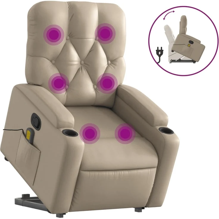 vidaXL Massagesessel mit Aufstehhilfe Cappuccino-Braun Kunstleder 3204785 – Bild 1