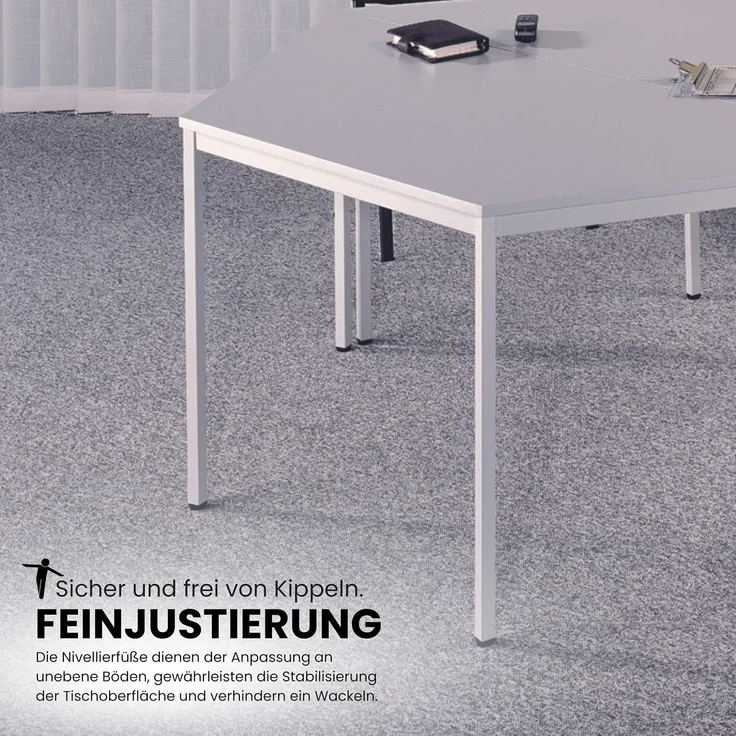bümö Tisch klein, Multifunktionstisch, 80 x 80 cm in grau - Beistelltisch, Bistrotisch, Esstisch, Pausentisch, Mehrzwecktisch Tischsystem für Warteraum, Pausenraum & Co, VS08-5 – Bild 8