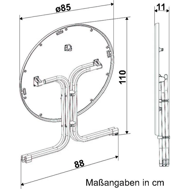 Sieger Boulevard-Klapptisch Boulevard-Klapptisch klappbar, Stahl Champagner 86 x 72 x 86 cm