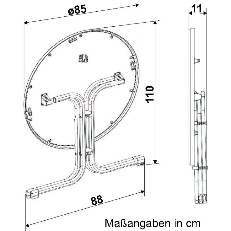 Sieger Boulevard-Klapptisch Boulevard-Klapptisch klappbar, Stahl Champagner 86 x 72 x 86 cm